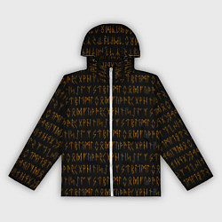 Ветровка с капюшоном женская Орнамент древних обережных рун, цвет: 3D-белый