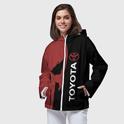 Ветровка с капюшоном женская Toyota и череп, цвет: 3D-белый — фото 2
