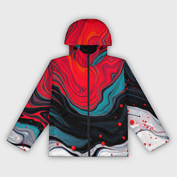 Ветровка с капюшоном женская Абстракция эбру, цвет: 3D-черный