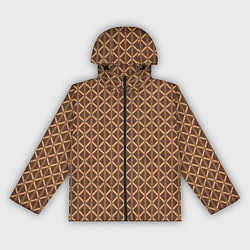 Ветровка с капюшоном женская Светлый коричневый полосы-ромбы, цвет: 3D-черный