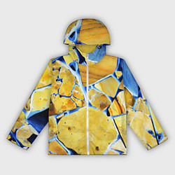 Ветровка с капюшоном женская Жёлто-синяя абстракция, цвет: 3D-белый
