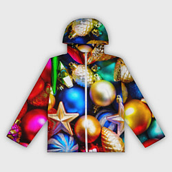 Ветровка с капюшоном женская Новогодние украшения, цвет: 3D-белый