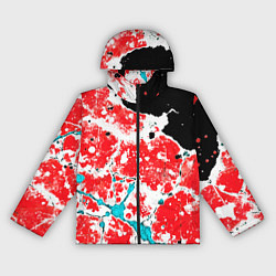 Ветровка с капюшоном женская Сине красная абстракция на чёрном фоне, цвет: 3D-черный