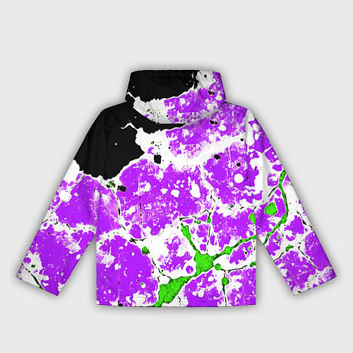 Женская ветровка Зелёно-фиолетовая абстракция на чёрном фоне / 3D-Черный – фото 2