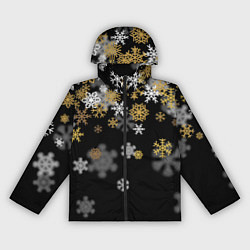 Ветровка с капюшоном женская Снежинки объемные золотистые, цвет: 3D-черный