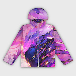 Ветровка с капюшоном женская Фиолетово-розовая абстракция, цвет: 3D-белый