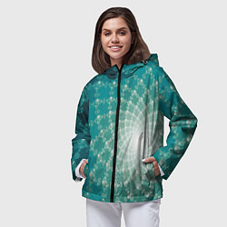 Ветровка с капюшоном женская Фрактальная абстракция, цвет: 3D-черный — фото 2