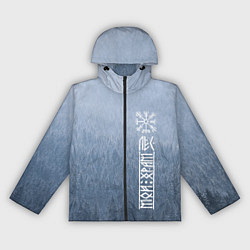 Ветровка с капюшоном женская Обережный компас рун и северный лес, цвет: 3D-черный