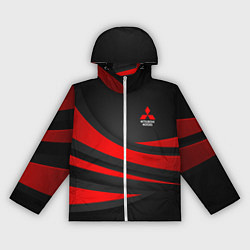 Ветровка с капюшоном женская Mitsubishi - красная волна, цвет: 3D-белый