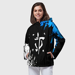 Ветровка с капюшоном женская Doom краски лого текстура, цвет: 3D-черный — фото 2