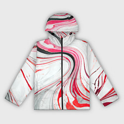 Ветровка с капюшоном женская Волнистые чёрно-красные линии на белом фоне, цвет: 3D-черный