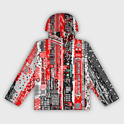 Ветровка с капюшоном женская Киберпанк паттерн красный, цвет: 3D-белый