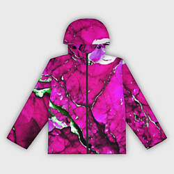 Ветровка с капюшоном женская Розовый треснувший камень, цвет: 3D-черный