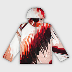 Ветровка с капюшоном женская Чёрно-красные острые полосы на белом фоне, цвет: 3D-черный