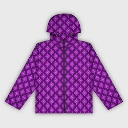 Ветровка с капюшоном женская Фиолетовый паттерн с узором, цвет: 3D-черный