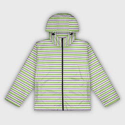 Ветровка с капюшоном женская Зелёный с фиолетовой полосой, цвет: 3D-черный