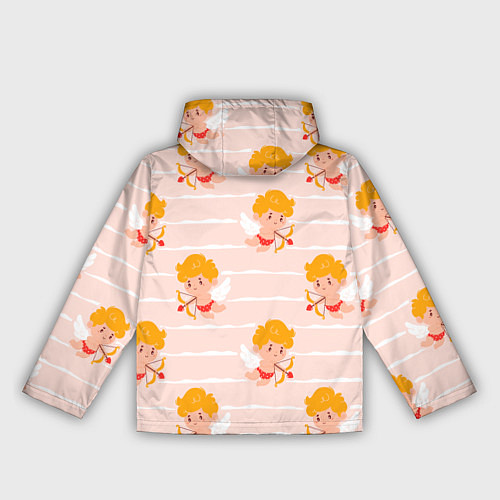 Женская ветровка Полосатый паттерн с милыми купидонами / 3D-Черный – фото 2