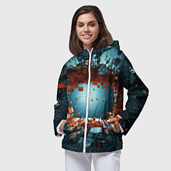 Ветровка с капюшоном женская Объемная дыра из частиц, цвет: 3D-белый — фото 2