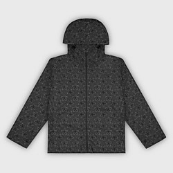 Ветровка с капюшоном женская Чёрно-серый текстурированный в цветочек, цвет: 3D-черный