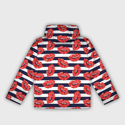 Женская ветровка Женские губы с красной блестящей помадой на полоса / 3D-Черный – фото 2