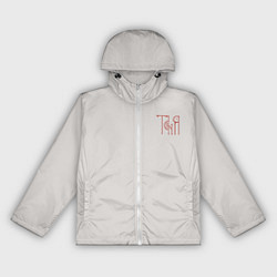 Ветровка с капюшоном женская Таня - красная надпись вязью, цвет: 3D-белый