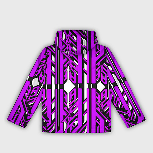 Женская ветровка Чёрно-фиолетовые техно полосы на белом фоне / 3D-Черный – фото 2