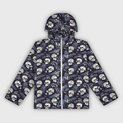Ветровка с капюшоном женская Черепа и ветви пальмы, цвет: 3D-белый