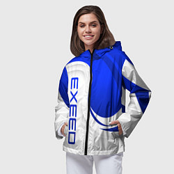 Ветровка с капюшоном женская Exeed - синий и белый, цвет: 3D-черный — фото 2