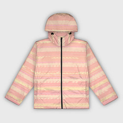 Ветровка с капюшоном женская Нежный персиковый полосатый, цвет: 3D-черный