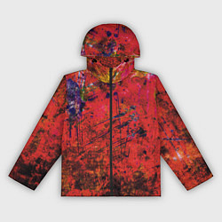 Ветровка с капюшоном женская Абстракция - dark red grunge, цвет: 3D-черный