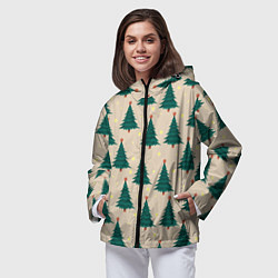 Ветровка с капюшоном женская Новогодняя ель, цвет: 3D-черный — фото 2