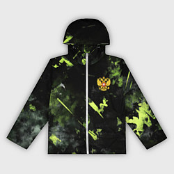 Ветровка с капюшоном женская Зеленая краска в виде камуфляжа, цвет: 3D-белый