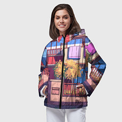 Ветровка с капюшоном женская Lo-fi японский стиль улица, цвет: 3D-черный — фото 2