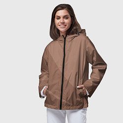 Ветровка с капюшоном женская Мокко Мусс однотонный с полосой, цвет: 3D-черный — фото 2