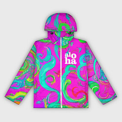 Ветровка с капюшоном женская Abstract floral pattern - aloha, цвет: 3D-белый