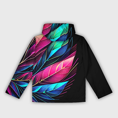 Женская ветровка Букет из цветных перьев - неон / 3D-Черный – фото 2