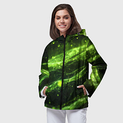 Ветровка с капюшоном женская Текстура зеленая жидкость, цвет: 3D-черный — фото 2