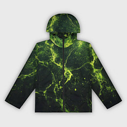 Ветровка с капюшоном женская Зеленые волокна - текстура, цвет: 3D-черный