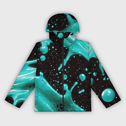 Ветровка с капюшоном женская Голубая краска и капли, цвет: 3D-черный