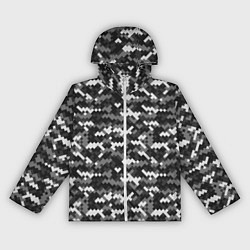 Ветровка с капюшоном женская Серая пиксельная текстура, цвет: 3D-белый