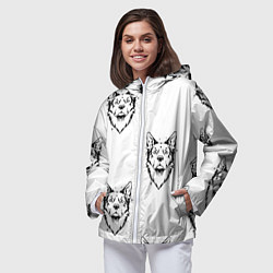 Ветровка с капюшоном женская Голова собаки, цвет: 3D-белый — фото 2
