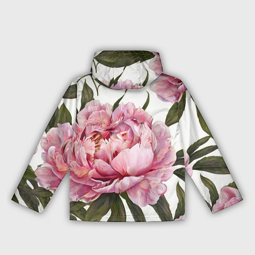 Женская ветровка Розовые пионы на белом / 3D-Черный – фото 2