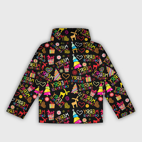 Женская ветровка Merry Christmas - паттерн / 3D-Черный – фото 2