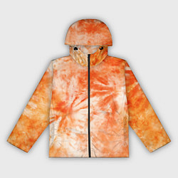 Ветровка с капюшоном женская Оранжевый тай-дай пятна, цвет: 3D-черный