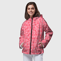 Ветровка с капюшоном женская Красные коралловые пузыри, цвет: 3D-черный — фото 2
