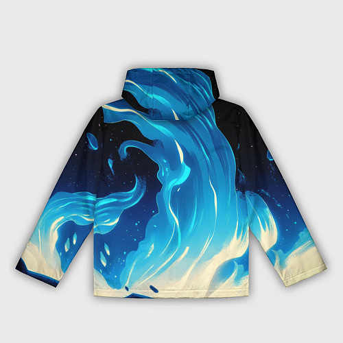 Женская ветровка Бело-синее пламя из абстрактных красок / 3D-Черный – фото 2