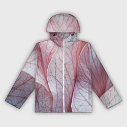 Ветровка с капюшоном женская Розовые листья, цвет: 3D-белый