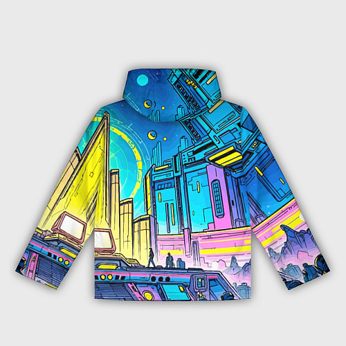 Женская ветровка Космический город / 3D-Черный – фото 2