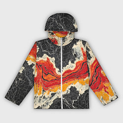 Ветровка с капюшоном женская Красно-черная потертая текстура, цвет: 3D-белый