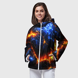 Ветровка с капюшоном женская Лада и лед в разломе плит, цвет: 3D-белый — фото 2